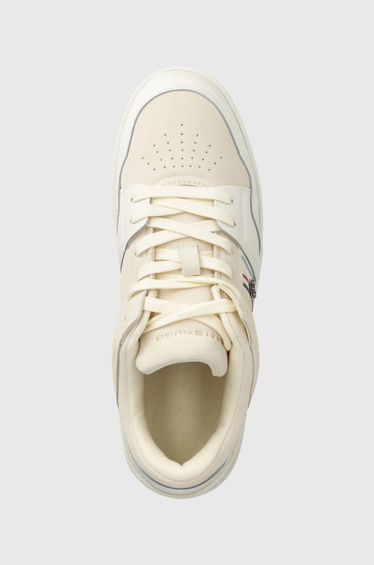 Kožené tenisky Tommy Hilfiger SUEDE STRIPES BASKET LO béžová FW0FW07811