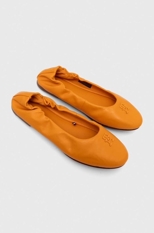 Tommy Hilfiger baleriny skórzane TH ELEVATED ELASTIC BALLERINA pomarańczowy FW0FW07882