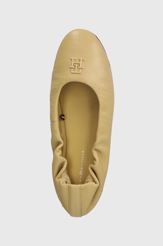 Δερμάτινες μπαλαρίνες Tommy Hilfiger TH ELEVATED ELASTIC BALLERINA μπεζ FW0FW07882