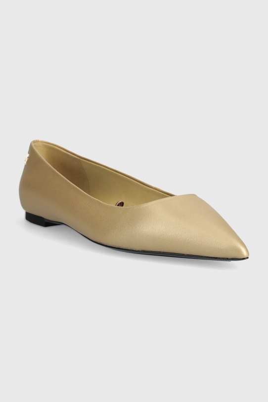 Шкіряні балетки Tommy Hilfiger GOLD POINTED BALLERINA FW0FW07883 золотий SS24