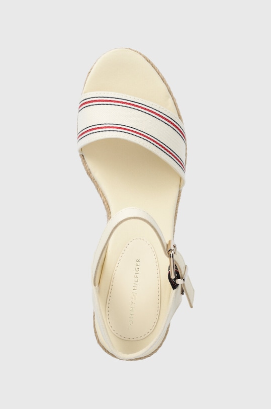 Tommy Hilfiger szandál SHIRTING WEDGE SANDAL bézs FW0FW07887