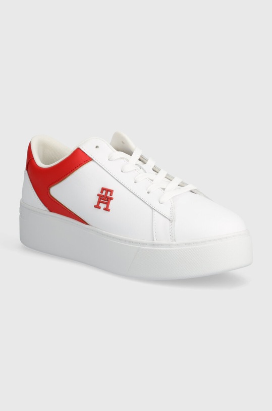 Kožené tenisky Tommy Hilfiger TH PLATFORM COURT SNEAKER platforma bílá FW0FW07910