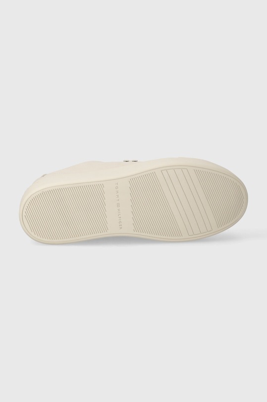 Tommy Hilfiger sneakersy skórzane PLATFORM COURT SNEAKER NUBUCK FW0FW07912 beżowy