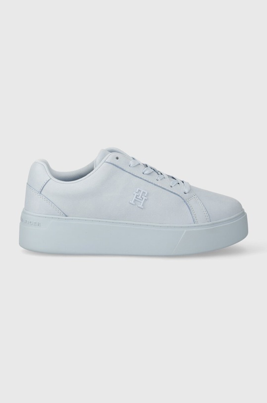 Шкіряні кросівки Tommy Hilfiger PLATFORM COURT SNEAKER NUBUCK FW0FW07912 блакитний SS24