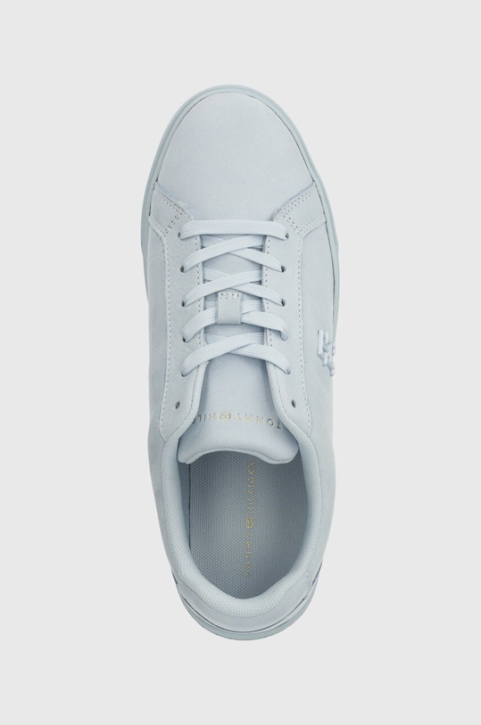 Шкіряні кросівки Tommy Hilfiger PLATFORM COURT SNEAKER NUBUCK блакитний FW0FW07912