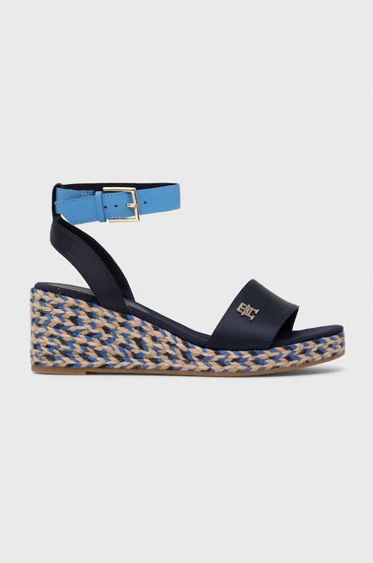 Sandale Tommy Hilfiger COLORFUL WEDGE SATIN SANDAL Planet friendly mornarsko plava FW0FW07913