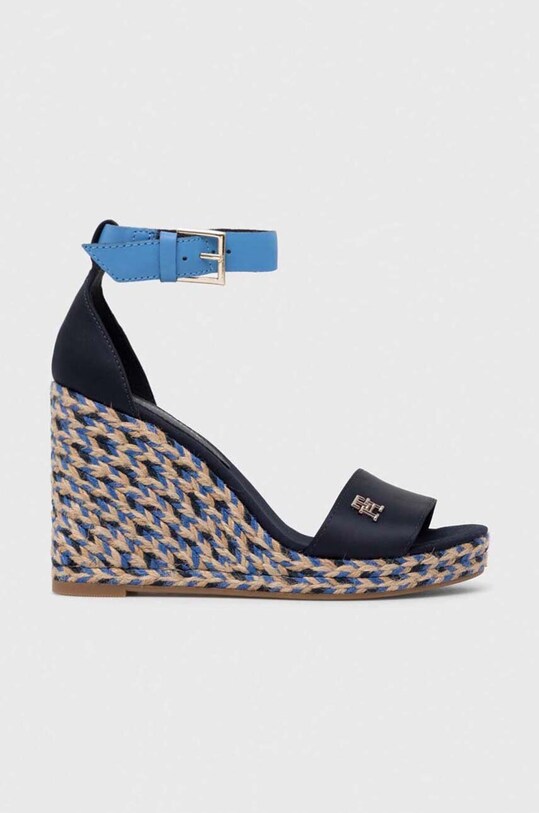 Tommy Hilfiger sandały COLORFUL HIGH WEDGE SATIN SANDAL tekstylny granatowy FW0FW07914
