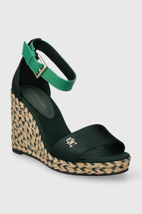 Tommy Hilfiger sandale COLORFUL HIGH WEDGE SATIN SANDAL FW0FW07914 verde SS24