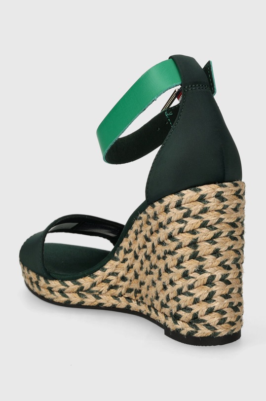 Încălțăminte Tommy Hilfiger sandale COLORFUL HIGH WEDGE SATIN SANDAL FW0FW07914 verde