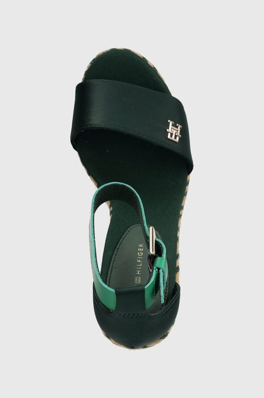 Tommy Hilfiger sandale COLORFUL HIGH WEDGE SATIN SANDAL verde FW0FW07914