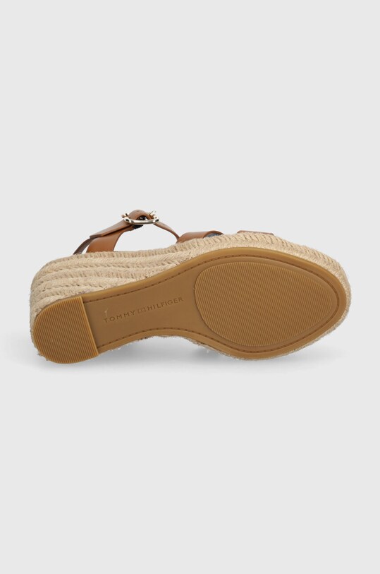 Шкіряні сандалі Tommy Hilfiger ESPADRILLE HIGH WEDGE LEATHER FW0FW07925 коричневий