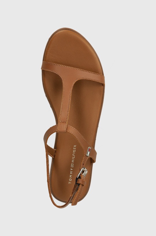 Tommy Hilfiger sandały skórzane TH FLAT SANDAL brązowy FW0FW07930