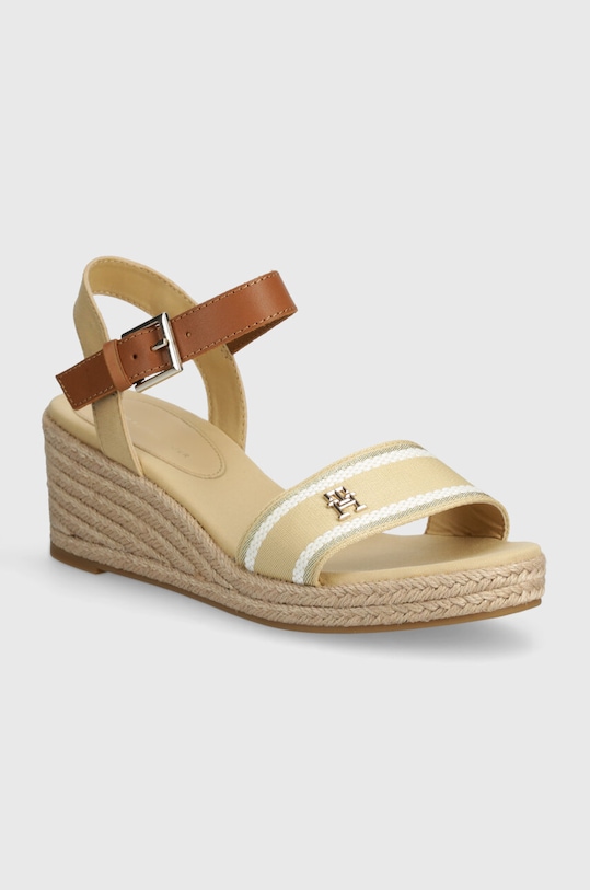 Σανδάλια Tommy Hilfiger WEBBING WEDGE SANDAL υφασμάτινο μπεζ FW0FW08044