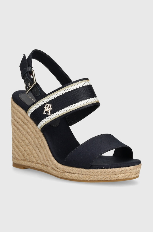 Tommy Hilfiger szandál WEBBING HIGH WEDGE SANDAL koturnus sötétkék FW0FW08045
