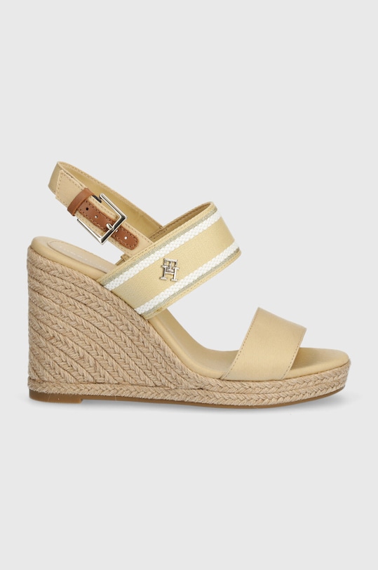 Sandale Tommy Hilfiger WEBBING HIGH WEDGE SANDAL FW0FW08045 bež SS24