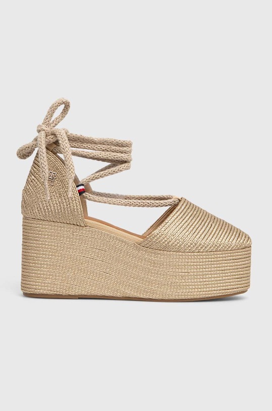 Εσπαντρίγιες Tommy Hilfiger CLOSED TOE GOLD FLATFORM πλατφόρμα χρυσαφί FW0FW08050