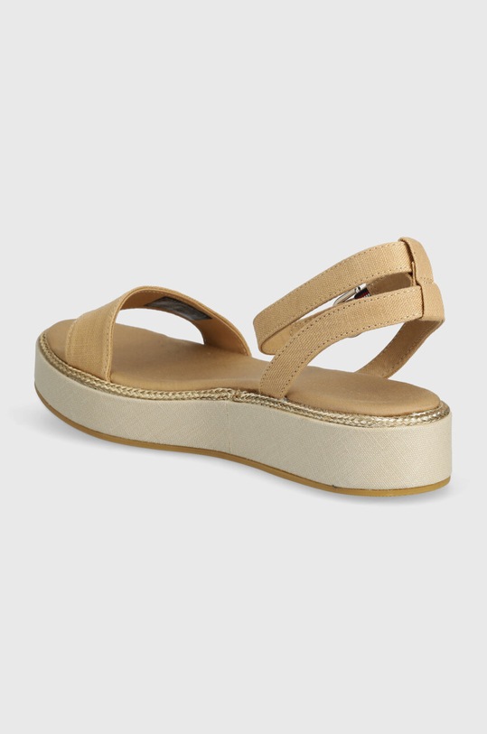 Obuwie Tommy Hilfiger sandały LINEN WITH GOLD FLATFORM FW0FW08051 beżowy