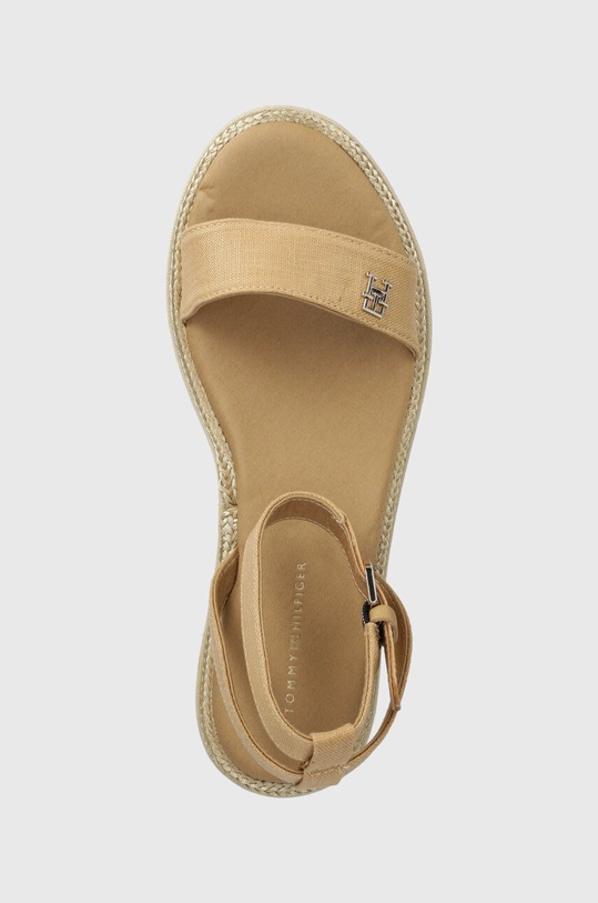 Tommy Hilfiger sandały LINEN WITH GOLD FLATFORM beżowy FW0FW08051