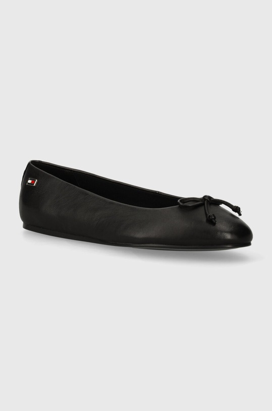 Kožené baleríny Tommy Hilfiger ESSENTIAL CHIC BALLERINA černá FW0FW08059