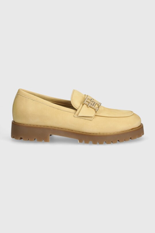 Mokasinke od nubuk kože Tommy Hilfiger CLEATED NUBUCK BOAT SHOE FW0FW08062 bež SS24