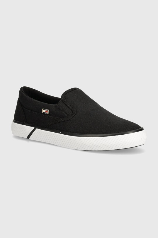 Ниски кецове Tommy Hilfiger VULC CANVAS без закопчаване черен FW0FW08065