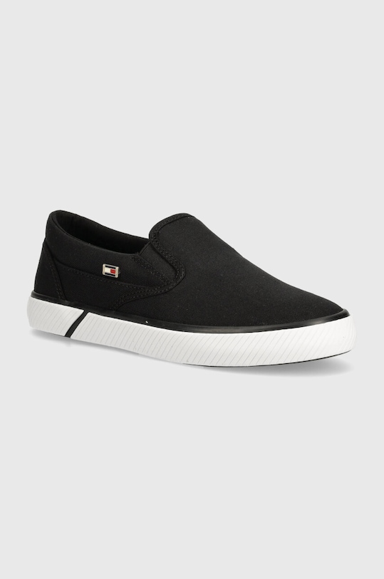 Tenisky Tommy Hilfiger VULC CANVAS slip on čierna FW0FW08065