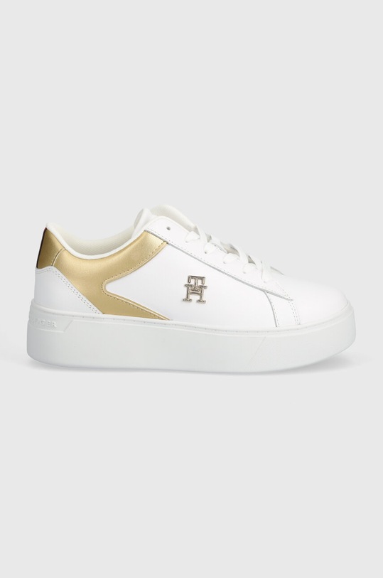 Кожаные кроссовки Tommy Hilfiger TH PLATFORM COURT SNEAKER GLD FW0FW08073 белый SS24