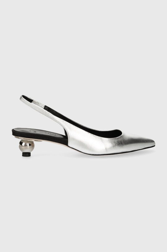 Weekend Max Mara pantofi de piele Gallico calcai expus argintiu 2415521094600.SILVER
