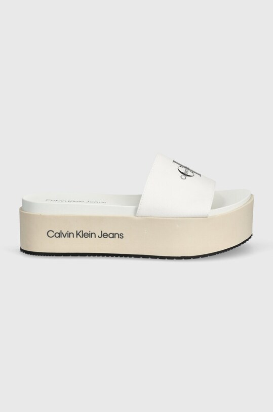 Calvin Klein Jeans klapki FLATFORM SANDAL MET YW0YW01036 biały SS24