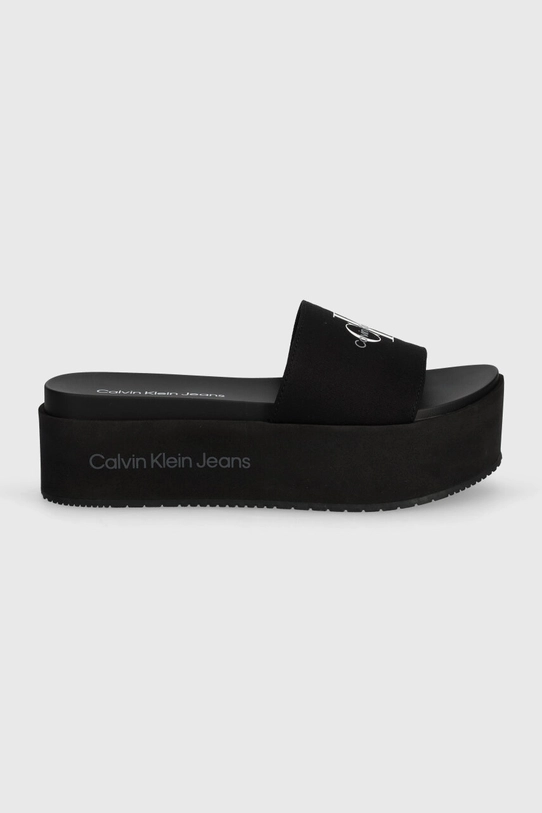 Calvin Klein Jeans papucs FLATFORM SANDAL MET YW0YW01036 fekete SS24