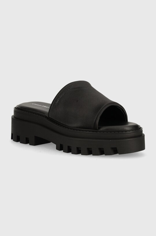 Pantofle Calvin Klein Jeans TOOTHY COMBAT SANDAL IN DC platforma černá YW0YW01339