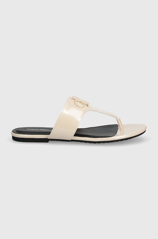 Calvin Klein Jeans japonki FLAT SANDAL SLIDE TOEPOST MG MET YW0YW01342 beżowy SS24