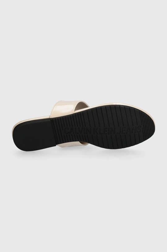 Calvin Klein Jeans japonki FLAT SANDAL SLIDE TOEPOST MG MET YW0YW01342 beżowy