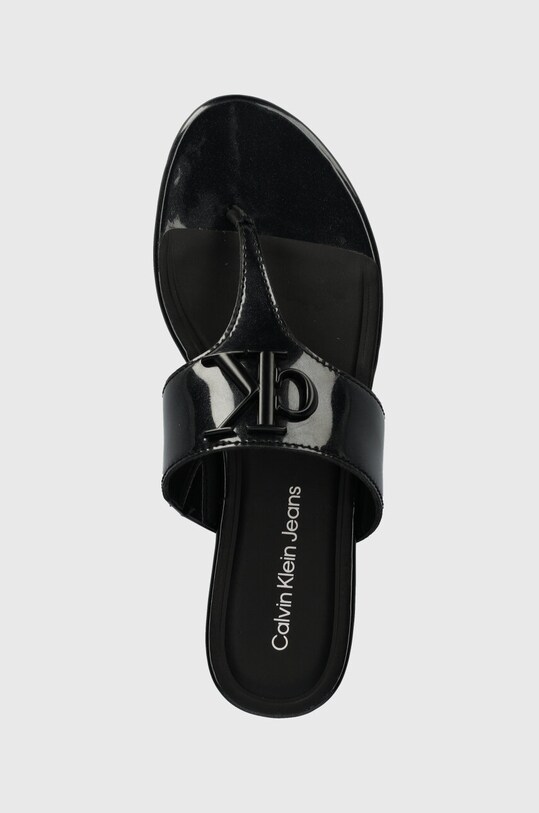 Calvin Klein Jeans japonki FLAT SANDAL SLIDE TOEPOST MG MET czarny YW0YW01342