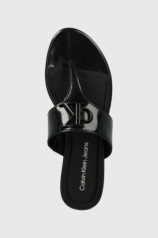 Σαγιονάρες Calvin Klein Jeans FLAT SANDAL SLIDE TOEPOST MG MET FLAT SANDAL SLIDE TOEPOST MG MET μαύρο YW0YW01342
