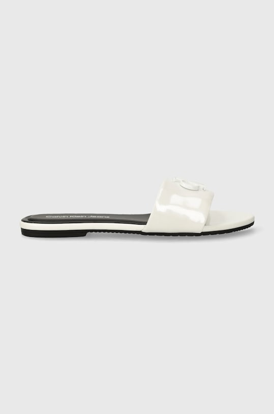 Šľapky Calvin Klein Jeans FLAT SANDAL SLIDE MG MET YW0YW01348 biela SS24