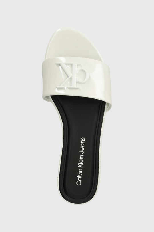 Šľapky Calvin Klein Jeans FLAT SANDAL SLIDE MG MET biela YW0YW01348
