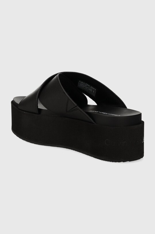 Scarpe Calvin Klein Jeans infradito in pelle FLATFORM CROSS MG UC YW0YW01349 nero