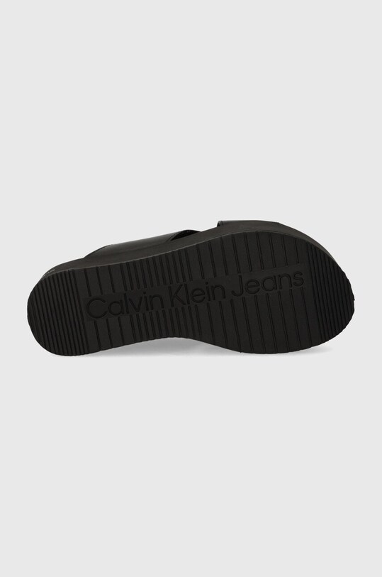 Calvin Klein Jeans infradito in pelle FLATFORM CROSS MG UC YW0YW01349 nero