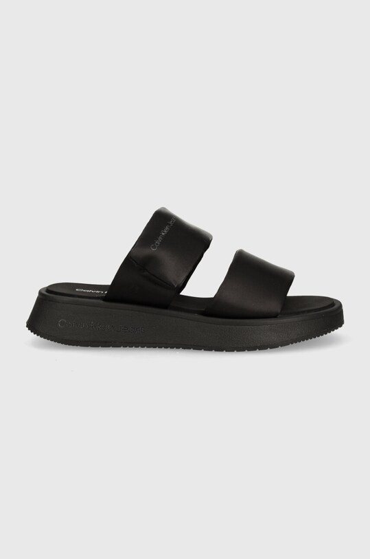 Παντόφλες Calvin Klein Jeans SLIDE DOUBLE STRAP SANDAL DC YW0YW01355 μαύρο SS24
