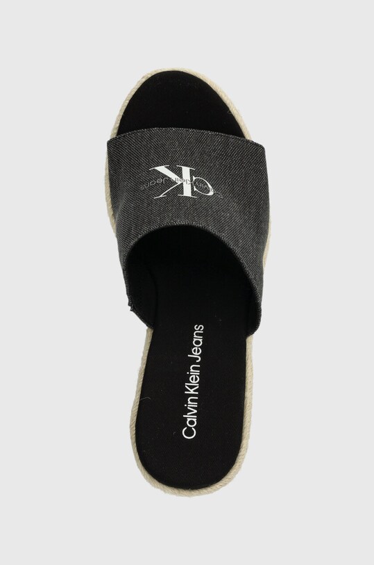 Чехли Calvin Klein Jeans SLIDE WEDGE ROPE SANDAL ML BTW черен YW0YW01356
