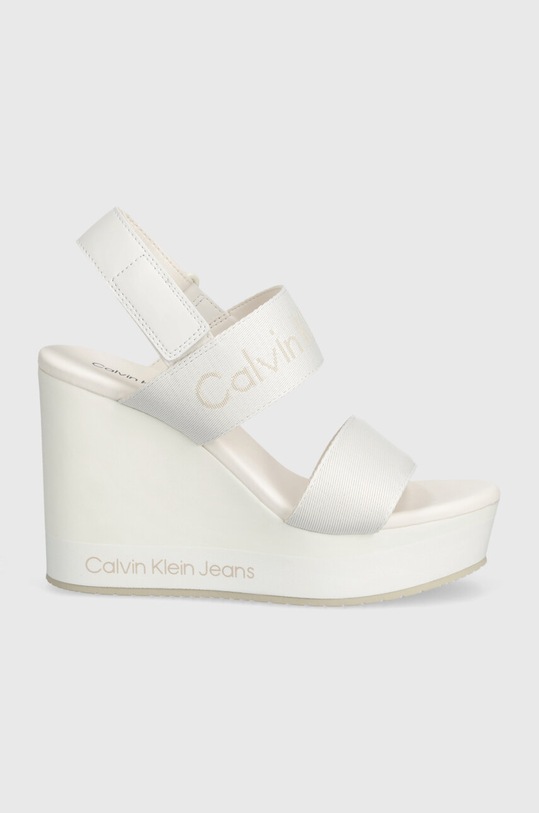 Calvin Klein Jeans sandały WEDGE SANDAL WEBBING IN MR YW0YW01360 biały SS24