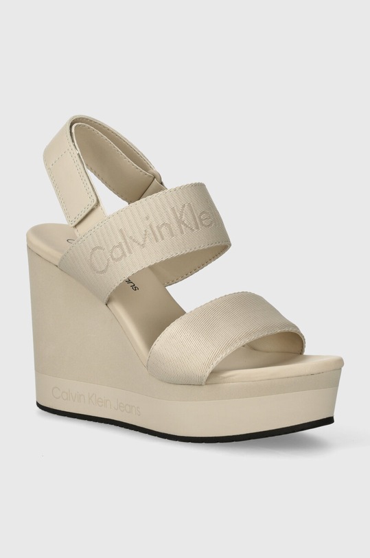 Calvin Klein Jeans sandale WEDGE SANDAL WEBBING IN MR coturn bej YW0YW01360
