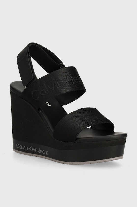 Calvin Klein Jeans sandale WEDGE SANDAL WEBBING IN MR coturn negru YW0YW01360