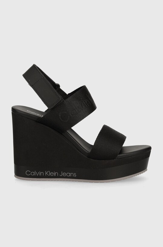 Sandály Calvin Klein Jeans WEDGE SANDAL WEBBING IN MR YW0YW01360 černá SS24