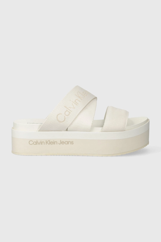 Calvin Klein Jeans klapki FLATFORM SANDAL WEBBING IN MR YW0YW01361 beżowy SS24