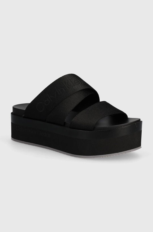 Шльопанці Calvin Klein Jeans FLATFORM SANDAL WEBBING IN MR платформа чорний YW0YW01361