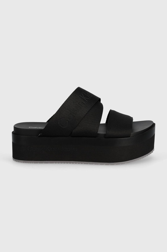 Šľapky Calvin Klein Jeans FLATFORM SANDAL WEBBING IN MR YW0YW01361 čierna SS24