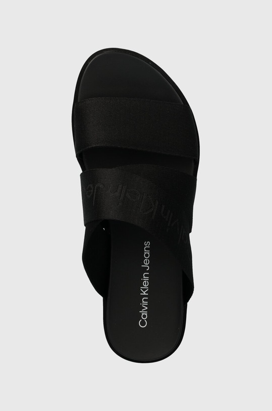 Шльопанці Calvin Klein Jeans FLATFORM SANDAL WEBBING IN MR чорний YW0YW01361