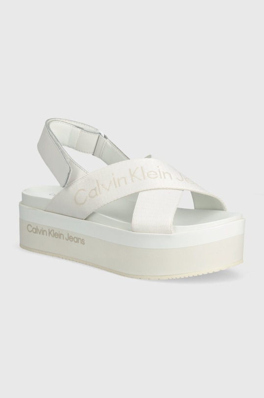 Σανδάλια Calvin Klein Jeans FLATFORM SANDAL SLING IN MR FLATFORM SANDAL SLING IN MR υφασμάτινο λευκό YW0YW01362